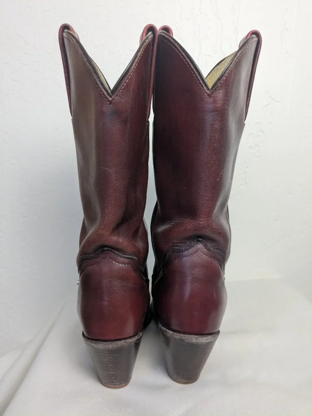 Vintage Frye 7104 Western Cowboy Boots Women's 8.5B Oxblood Burgundy USA 70s - Picture 4 of 16